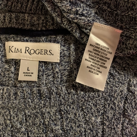 Kim Rogers Navy Blue & White Cable Crew Sweater L - Picture 8 of 8